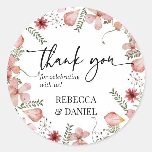 フローラエレガントサンキュー結婚式の引き出物シール ラウンドシール (正面)