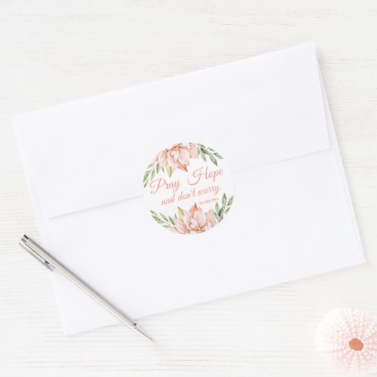 フローラエレガントサンパドレピオ引用文クリスチャン ラウンドシール (封筒)