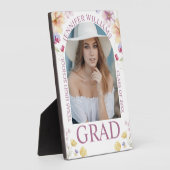 フローラエレガントシックなピンクの台本の卒業写真 フォトプラーク (側面)