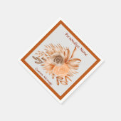 フローラエレガントシックコーラルウォーターカラーフラワー スタンダードカクテルナプキン (角)
