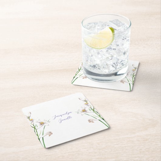 フローラエレガントシック書名リトグラフ スクエアペーパーコースター (インサイチュ)