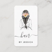 フローラエレガントシック花嫁ヘアスタイル組紐QRコード 名刺 (正面)