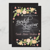 フローラエレガントシャルボードモダンブライダルシャワー 招待状 (正面/裏面)