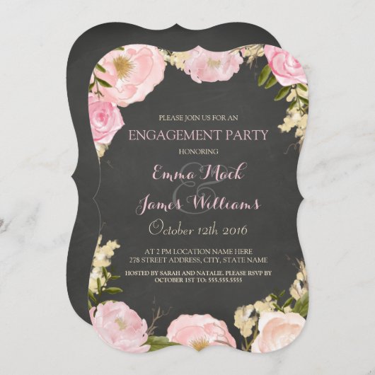 フローラエレガントシャルボード婚約パーティ招待状 招待状 (正面/裏面)