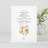 フローラエレガントシャンパンカップルウェディングシャワー 招待状 (スタンド正面)