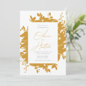 フローラエレガントシルエットマスタードイエロー結婚ズ 招待状 (スタンド正面)