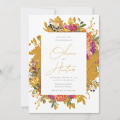 フローラエレガントシルエットマスタードエ結婚ローのI 招待状 (正面)