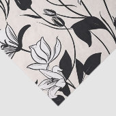 フローラエレガントシルエット白と黒 薄葉紙 (詳細)