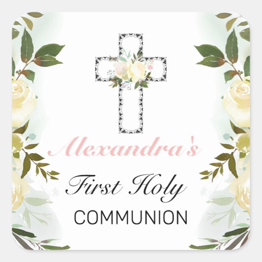 フローラエレガントシルバークロス第1聖餐式 スクエアシール (正面)