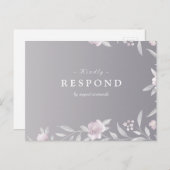 フローラエレガントシルバーChinoiserieウェディングRSVP インビテーションポストカード (正面/裏面)