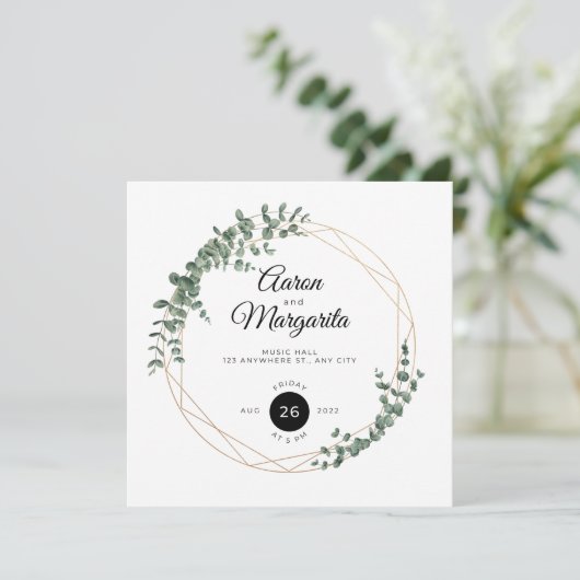 フローラエレガントシンプル結婚式招待状カード 招待状 (スタンド正面)