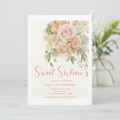 フローラエレガントスウィート16誕生日招待状カード 招待状 (スタンド正面)