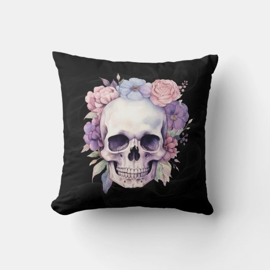 フローラエレガントスカルハロウィーンデコール クッション (正面)