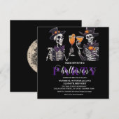フローラエレガントスカル成人ハローウィンパーティインビタット サンキューカード (正面/裏面)