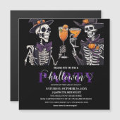 フローラエレガントスカル成人ハローウィンパーティインビタット マグネット招待状 (正面/裏面)