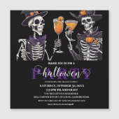 フローラエレガントスカル成人ハローウィンパーティインビタット マグネット招待状 (正面)
