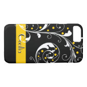 フローラエレガントスクロール葉の黒、黄色の花色 Case-Mate iPhoneケース (裏面(横))