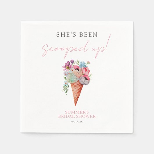 フローラエレガントスクープアップアイスクリームブライダルシャワー スタンダードカクテルナプキン (正面)