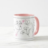 フローラエレガントスケッチ – ミニマリストコーヒーマグ マグカップ (正面右)