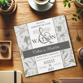 フローラエレガントスモダンリ結婚グ 招待状