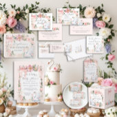 フローラエレガントスワン赤面ピンクリボンベビシャワーズ 招待状