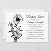 フローラエレガントスンフローズ白黒ブライダルシャワー 招待状 (正面)