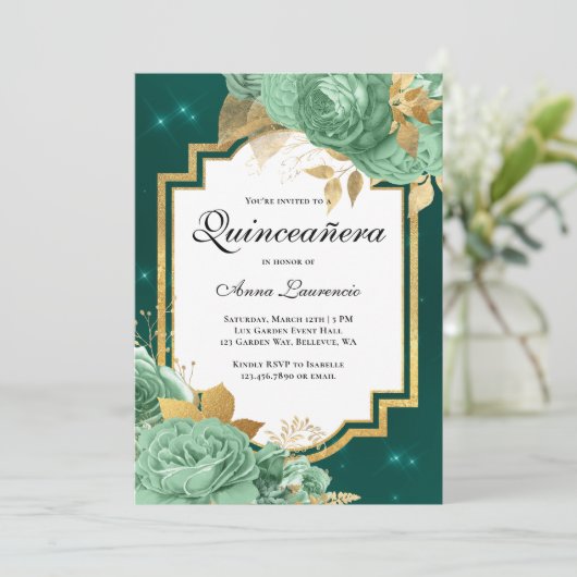 フローラエレガントセージグリーンエメラルドキンセアニェラ 招待状 (スタンド正面)