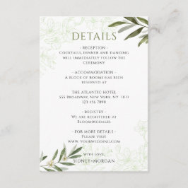 フローラエレガントセージグリーンオリーブ結婚ズ詳細 エンクロージャーカード