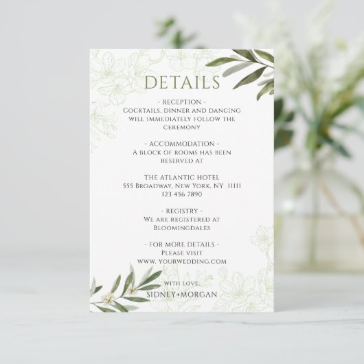 フローラエレガントセージグリーンオリーブ結婚ズ詳細 エンクロージャーカード (スタンド正面)