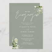 フローラエレガントセージグリーン婚約パーティ 招待状 (正面/裏面)