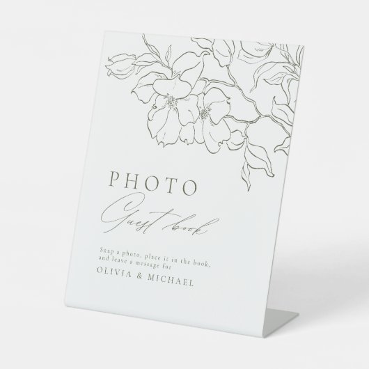 フローラエレガントセージ結婚グリーンのフォトゲストブック 台座サイン (正面)
