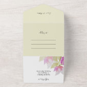 フローラエレガントセージ緑とピンク オールインワン招待状 (外側)