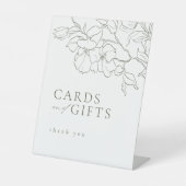 フローラエレガントセージ緑のウェディングカードとギフト 台座サイン (正面)