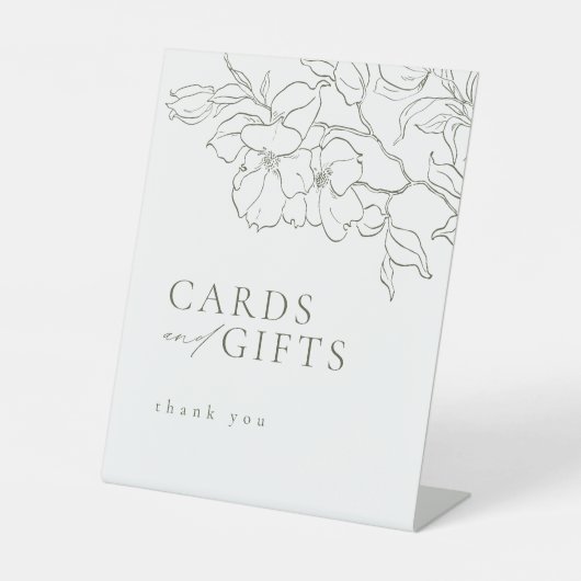 フローラエレガントセージ緑のウェディングカードとギフト 台座サイン (正面)