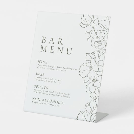 フローラエレガントセージ緑のバーメニューペデスタル 台座サイン (正面)