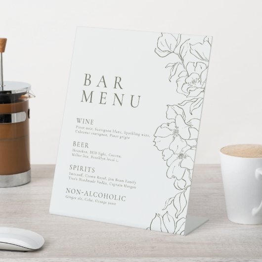 フローラエレガントセージ緑のバーメニューペデスタル 台座サイン (インサイチュ)