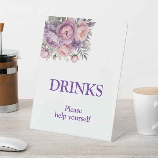 フローラエレガントソフトパステルカラードリンクサイン 台座サイン (インサイチュ)