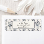 フローラエレガントタイルパターンシック差出人住所 ラベル (インサイチュ)