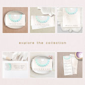 フローラエレガントターコイズロータスフラワーホワイトマーブル 名刺