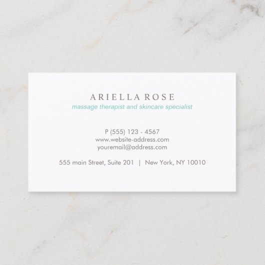 フローラエレガントターコイズロータスフラワーホワイトマーブル 名刺 (裏面)