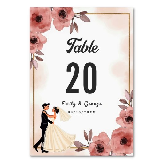 フローラエレガントダスティバラ新郎新婦結婚ズ テーブルナンバー (裏面)