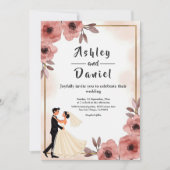 フローラエレガントダスティバラ新郎新婦結婚ズ 招待状 (正面)