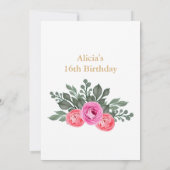 フローラエレガントダスティピンクローズ金ゴールドSweet sixteen 招待状 (裏面)