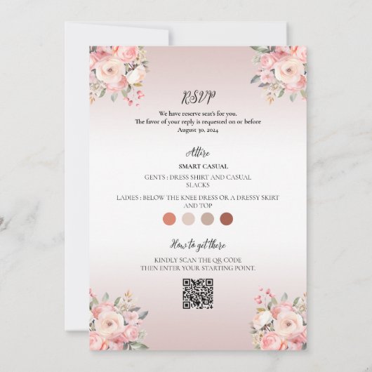 フローラエレガントダスティピ結婚ンクの全てを一つにする 招待状 (裏面)