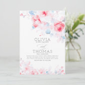 フローラエレガントダスティブルーとピンク結婚ズ 招待状 (スタンド正面)