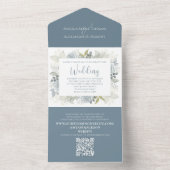 フローラエレガントダスティブルークラシック緑QRコード オールインワン招待状 (内側)