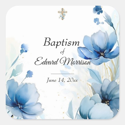 フローラエレガントダスティブルーバプテスマ スクエアシール (正面)