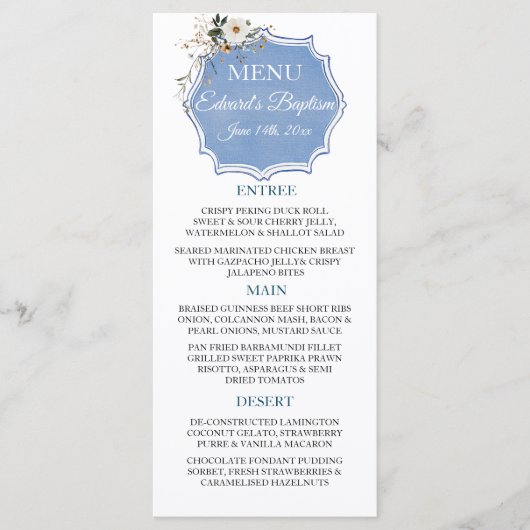 フローラエレガントダスティブルーバプテスマ メニュー (正面)