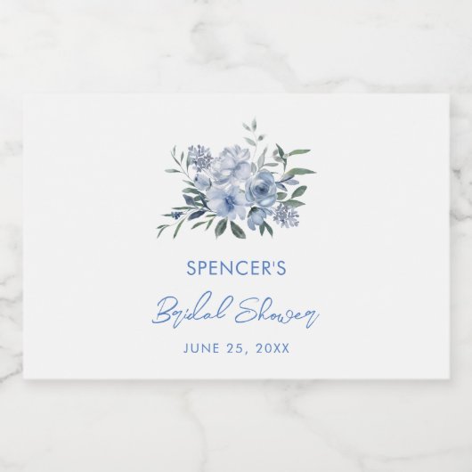 フローラエレガントダスティブルーブライダルシャワーの恩恵 スパークリングワインラベル (シングルラベル)