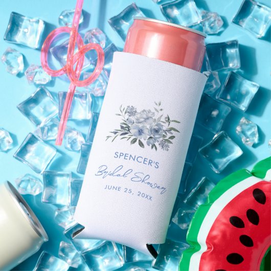 フローラエレガントダスティブルーブライダルシャワーの恩恵 スリム缶クーラー (インサイチュ 夏)